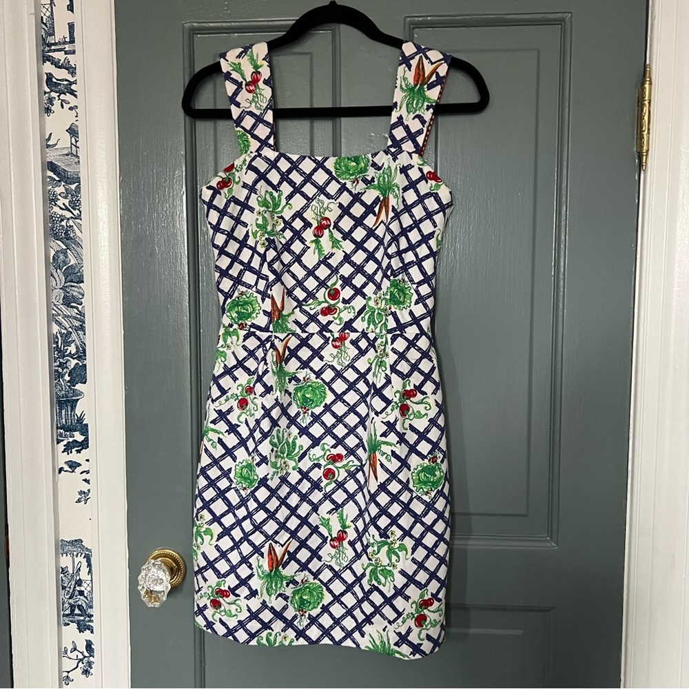 RARE Vintage Vegetable Veggie Market Print Lilly Pulitzer Shift 0/2